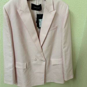 Fabiana Filippi Women's Pale Pink Double-Breasted Blazer46 US 10/12 wool silk